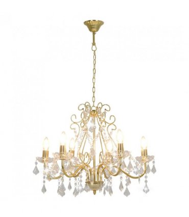 vidaXL Chandelier | Golden, transparent | Metal, Acrylic | Medium