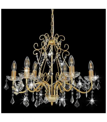 vidaXL Chandelier | Golden, transparent | Metal, Acrylic | Medium
