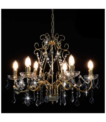 vidaXL Chandelier | Golden, transparent | Metal, Acrylic | Medium