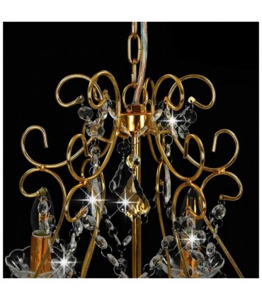 vidaXL Chandelier | Golden, transparent | Metal, Acrylic | Medium
