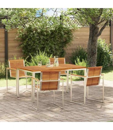 vidaXL Garden Dining Set 5 pcs Brown Solid Acacia Wood
