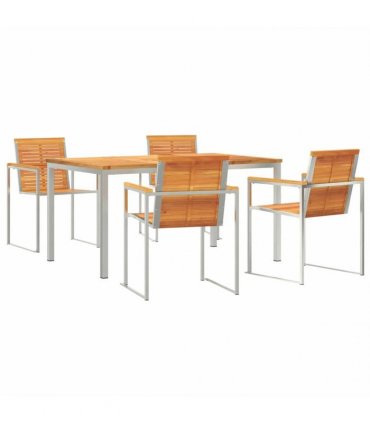 vidaXL Garden Dining Set 5 pcs Brown Solid Acacia Wood