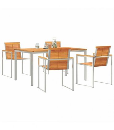 vidaXL Garden Dining Set 5 pcs Brown Solid Acacia Wood