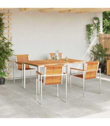 vidaXL Garden Dining Set 5 pcs Brown Solid Acacia Wood