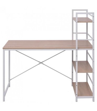 vidaXL Desk with 4-Tier Bookcase Oak