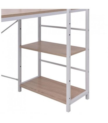 vidaXL Desk with 4-Tier Bookcase Oak