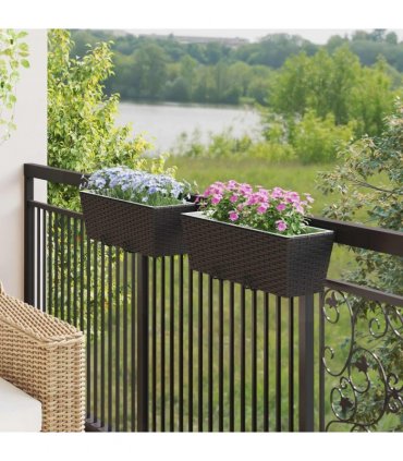 vidaXL Railing 2 pcs Black 50 x 17 x 17 cm Metal