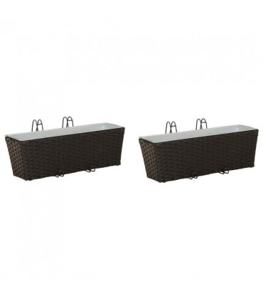 vidaXL Railing 2 pcs Black 50 x 17 x 17 cm Metal