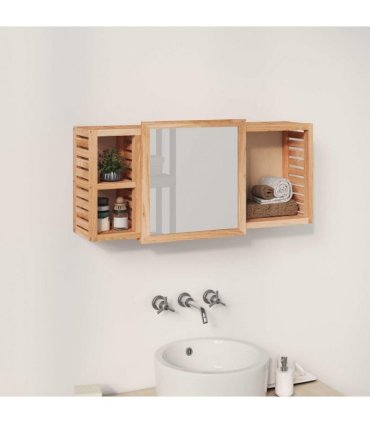 vidaXL Mirror Cabinet 80x17x34 cm Solid Wood Walnut