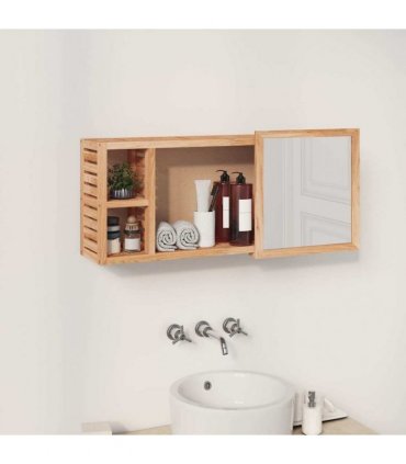 vidaXL Mirror Cabinet 80x17x34 cm Solid Wood Walnut