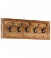 vidaXL Wall-mounted Coat Rack with 5 Hooks Solid Wood Mango