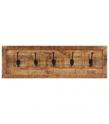 vidaXL Wall-mounted Coat Rack with 5 Hooks Solid Wood Mango