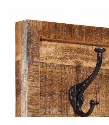 vidaXL Wall-mounted Coat Rack with 5 Hooks Solid Wood Mango