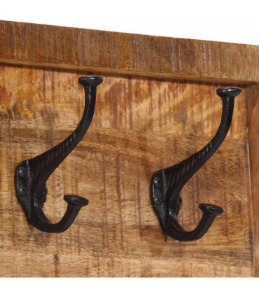 vidaXL Wall-mounted Coat Rack with 5 Hooks Solid Wood Mango