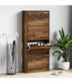 vidaXL Shoe Cabinet Smoked Oak 63x24x147 cm Engineered Wood