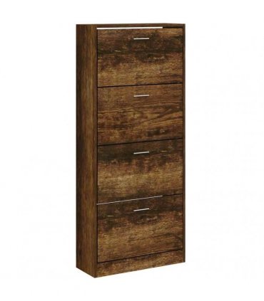 vidaXL Shoe Cabinet Smoked Oak 63x24x147 cm Engineered Wood