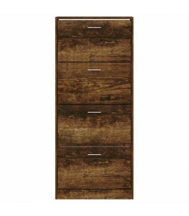 vidaXL Shoe Cabinet Smoked Oak 63x24x147 cm Engineered Wood