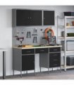 vidaXL Work Cabinet with Drawer 8 pcs Black Engineered Wood and Steel