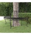 vidaXL Tree Bench | Black | Steel | Half Round | Decorative Inlays