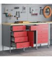vidaXL Work Cabinet with Drawer 3 pcs Red and Grey 150 x 55 x 85 cm