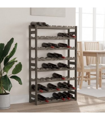 vidaXL Wine Rack for 56 Bottles Grey Solid Wood Pine
