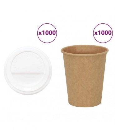 vidaXL Paper Coffee Cups with Lids 1000 pcs 8oz 200ml