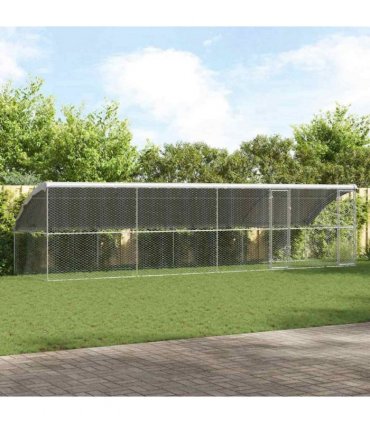 vidaXL Dog Kennel 4 pcs Silver 8 x 2 x 2 m Galvanised steel