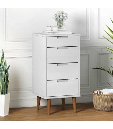 vidaXL Drawer Cabinet MOLDE White 40x35x82 cm Solid Wood Pine