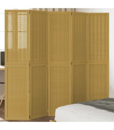vidaXL Room Divider 5 Panels Brown Solid Wood Paulownia