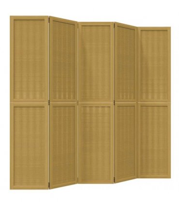 vidaXL Room Divider 5 Panels Brown Solid Wood Paulownia