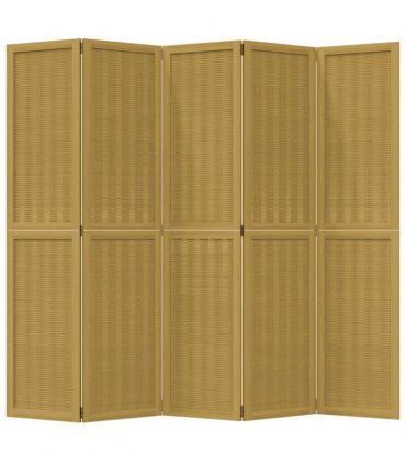 vidaXL Room Divider 5 Panels Brown Solid Wood Paulownia