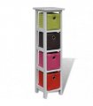 vidaXL Storage Rack with Multi-colour Baskets Paulownia Wood