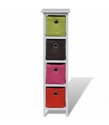 vidaXL Storage Rack with Multi-colour Baskets Paulownia Wood