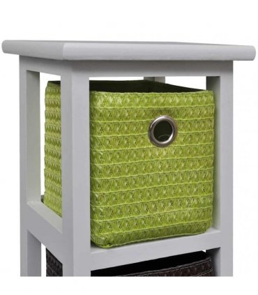 vidaXL Storage Rack with Multi-colour Baskets Paulownia Wood