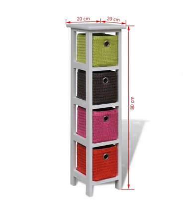 vidaXL Storage Rack with Multi-colour Baskets Paulownia Wood