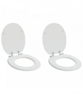 vidaXL Soft-Close Toilet Seat 2 pcs White 44 x 38 cm MDF board