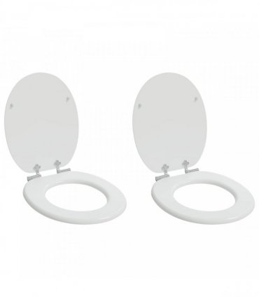 vidaXL Soft-Close Toilet Seat 2 pcs White 44 x 38 cm MDF board
