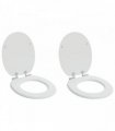 vidaXL Soft-Close Toilet Seat 2 pcs White 44 x 38 cm MDF board