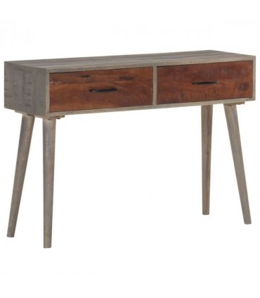 vidaXL Console Table Grey 110x35x75 cm Solid Rough Mango Wood
