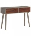 vidaXL Console Table Grey 110x35x75 cm Solid Rough Mango Wood