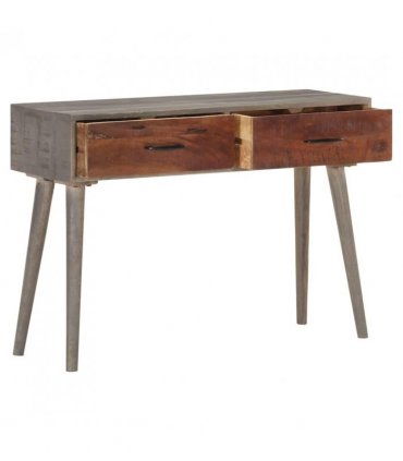 vidaXL Console Table Grey 110x35x75 cm Solid Rough Mango Wood