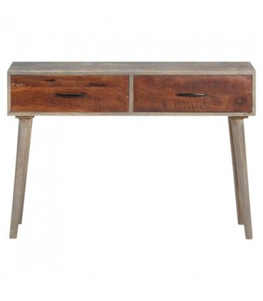 vidaXL Console Table Grey 110x35x75 cm Solid Rough Mango Wood