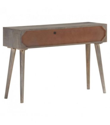 vidaXL Console Table Grey 110x35x75 cm Solid Rough Mango Wood