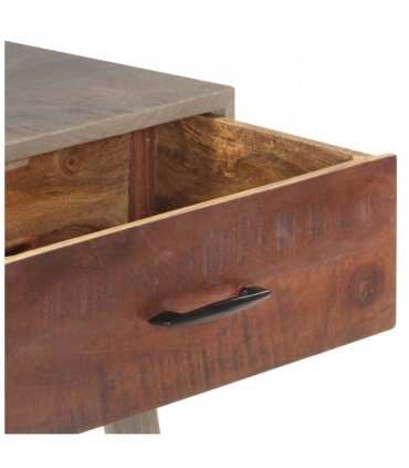 vidaXL Console Table Grey 110x35x75 cm Solid Rough Mango Wood