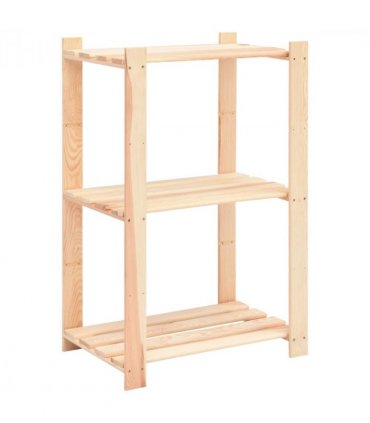 vidaXL 3-Tier Storage Rack 60x38x90 cm Solid Pinewood 150 kg