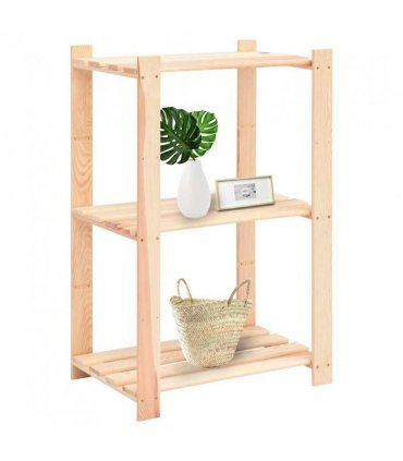 vidaXL 3-Tier Storage Rack 60x38x90 cm Solid Pinewood 150 kg