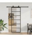 vidaXL Sliding Door with Hardware Set Black 76x205 cm ESG Glass