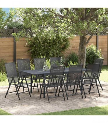 vidaXL Garden Dining Set Folding 9 pcs Anthracite Steel