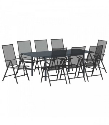 vidaXL Garden Dining Set Folding 9 pcs Anthracite Steel