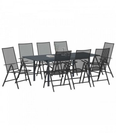 vidaXL Garden Dining Set Folding 9 pcs Anthracite Steel